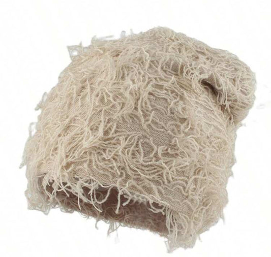 Beige Hairy Beanie